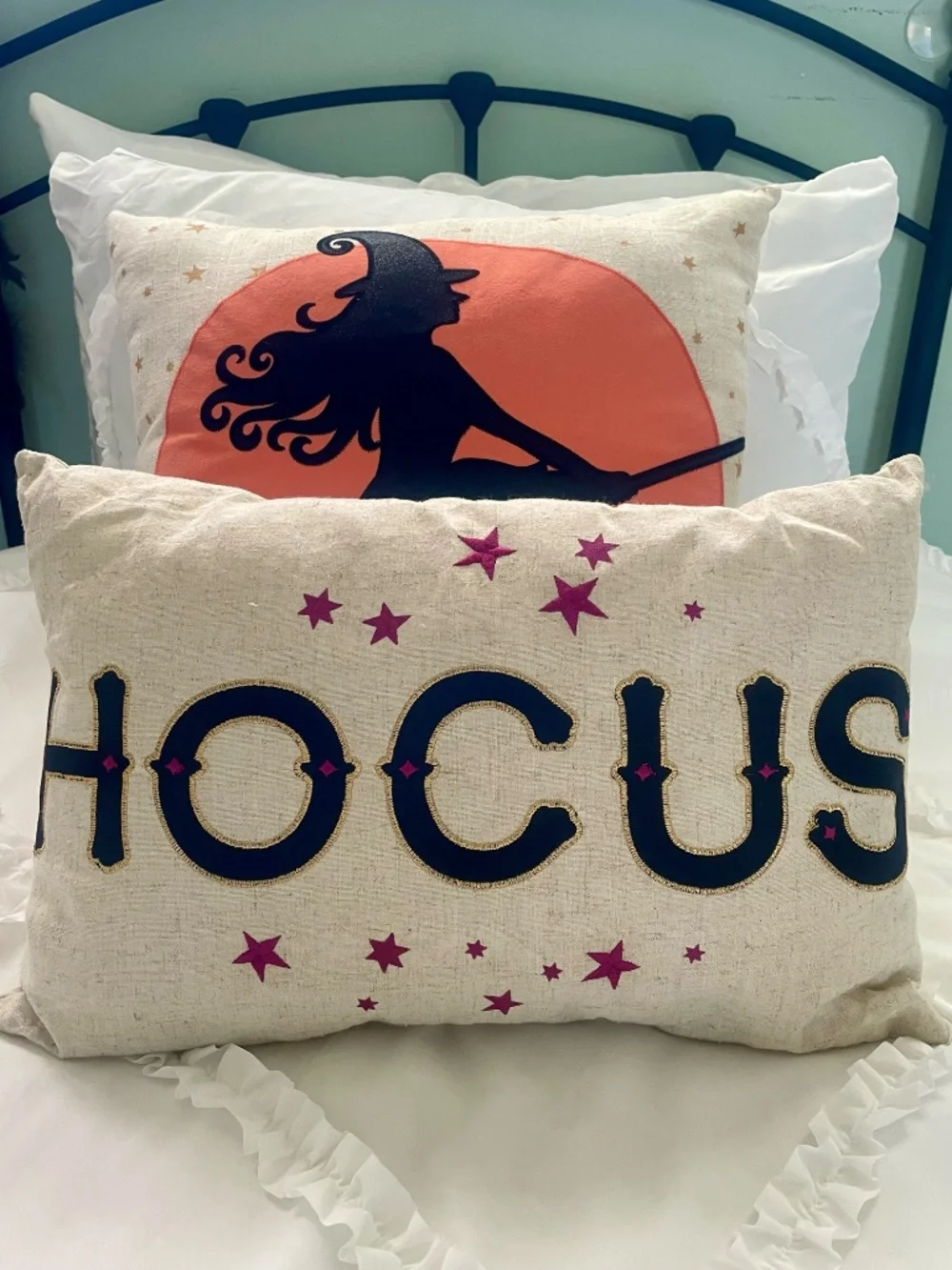 Hocus Pocus Inspired Halloween Pillow Set | Witch Silhouette & reversible lumbar
